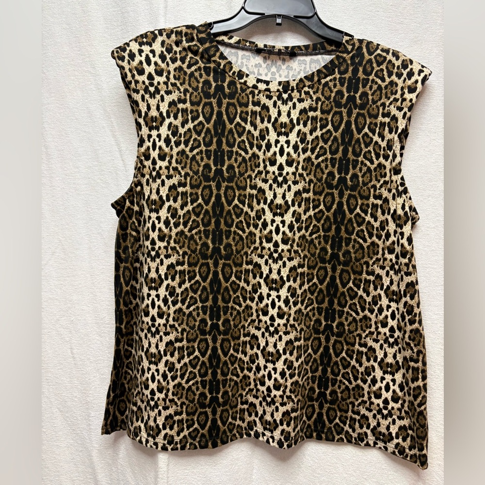 SHEIN Leopard Print Sleeveless Tank - Brown & Black